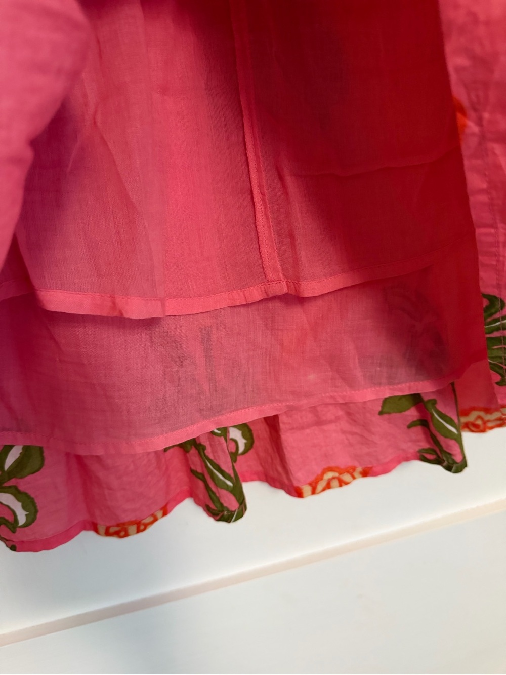 THML Coral Pink Floral Mini-dress with Olive Green Print - Picture 3 of 5